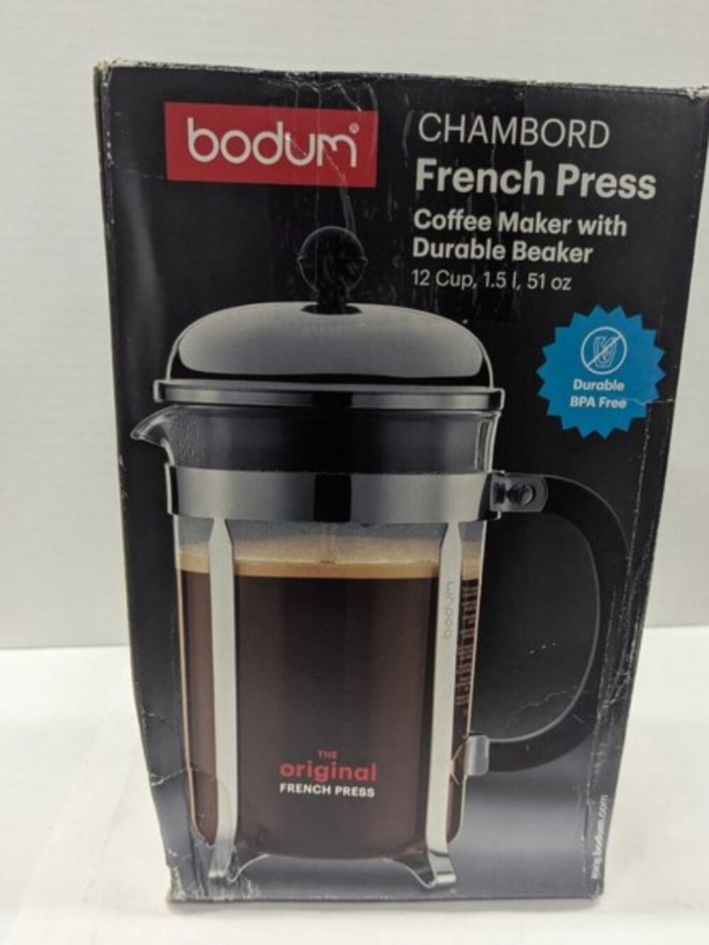 Bodum Chambord French Press 51oz | Stainless Steel & Glass